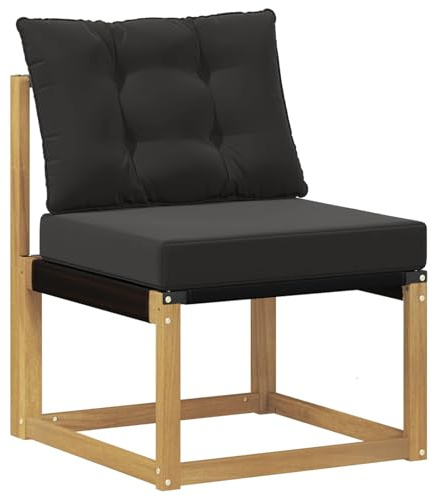 vidaXL Outdoor Mittelsofa Massivholz Akazie und Textilene Stoff Weiß, Akazienholz Balkonmöbel, modernes, Robustes Lounge-Set für vielseitige Garten-Nutzung, wetterfest und schick