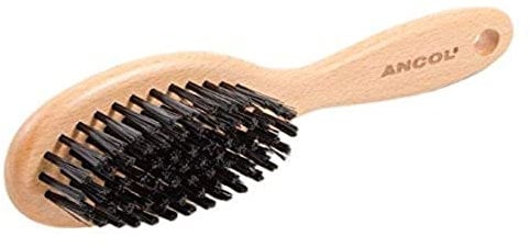 Ancol Heritage Soft Bristle Dog Brush Puppy Pet Grooming Tool Light Brown Wood Handle Extra Soft Nylon Bristles Removes Dead Hair Promotes Glossy Coat Small