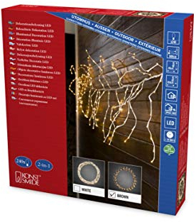 Konstsmide 3365-600 LED Dekoration variabler Lichterkranz/Lichtergirlande, braun / für Außen (IP44) / 24V Außentrafo / 240 warm weiße Dioden / braunes Kabel, 10 LEDs
