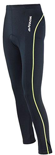 Airtracks Herren Thermo Fahrradhose Lang Winter Radhose Radlerhose Gepolstert - schwarz-neon - L