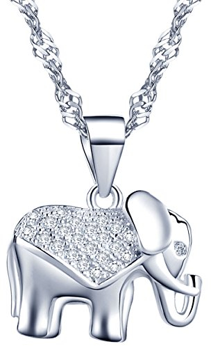 Unendlich U 925 Sterling Silber Damen Halskette mit Elefant Zirkonia Anhänger in Weihnachtsstrumpf für Geburtstag