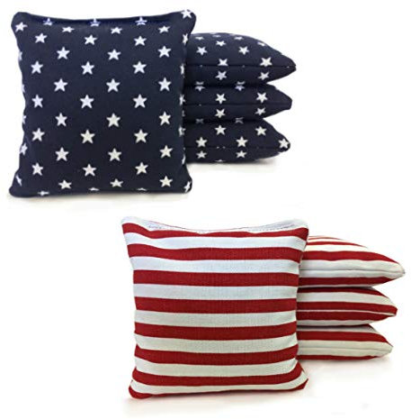8 Standard-Cornhole Beutel aus Entenstoff, gefüllt, Stars / Stripes