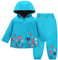LZH bébé filles imperméable à capuche manteau imperméable enfants veste de pluie et pantalon 2 pièces ensemble de vêtements,Bleu,4-5 Ans (120)