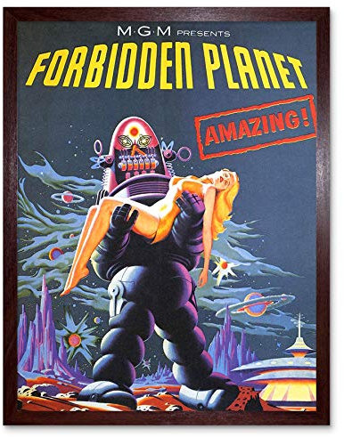 Wee Blue Coo Film Movie Forbidden Planet Robot Rescue Art Print Framed Poster Wall Decor Kunstdruck Poster Wand-Dekor-12X16 Zoll
