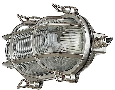 Licht-Erlebnisse Wandlampe Outdoor Messing Glas in Nickel matt IP64 Terrasse Haus B:21 cm E27 geriffelt Maritim Rustikale Wandleuchte Außen SKIATHOS