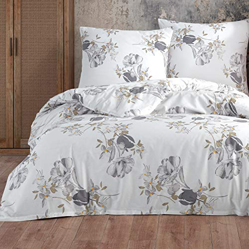 Buymax® Bettwäsche 155x220%100 Baumwolle 2-Teilig Bettbezug - Bettwäsche-Sets 155 x 220cm mit 1 mal Kissenbezug 80x80cm, ÖKO-TEX Renforcé-Bettdeckenbezug Set mit Reißverschluss