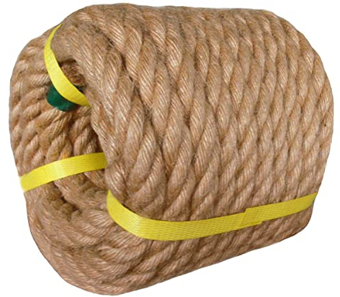 Verdrehtes Juteseil (1,9 cm x 15,2 m) natürliches dickes Hanfseil für DIY Handwerk, Geländer, Hängematte, Dekorieren