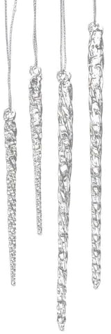 Kurt Adler 3-1/2-Inch-5-1/2-Inch Clear Glass Icicle Ornament Set of 24 Pieces (4 Pack, Clear)