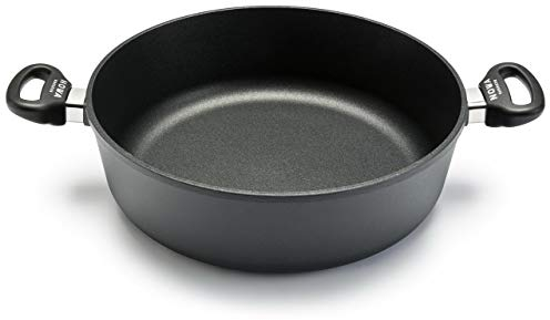 Aluguss Schmortopf, Innenhöhe von 7 cm, backofenfest bis 280 °C, Antihaft beschichtet, Induktion, Made in Germany, für alle Herdarten, PFOA frei, Durchmesser (Ø 28 cm)