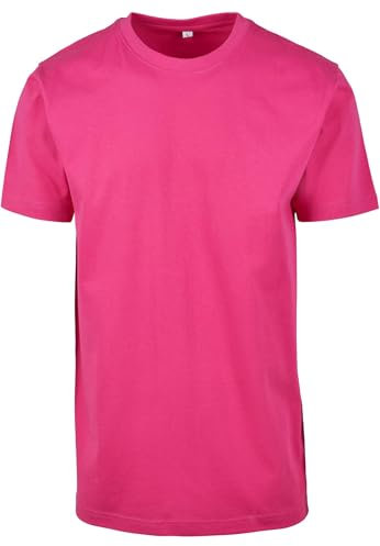Build Your Brand Herren T-Shirt Round Neck, Männer Basic T-Shirt mit Rundhalsausschnit, Regular Fit, Baumwolle, Hibiskus pink, 5XL