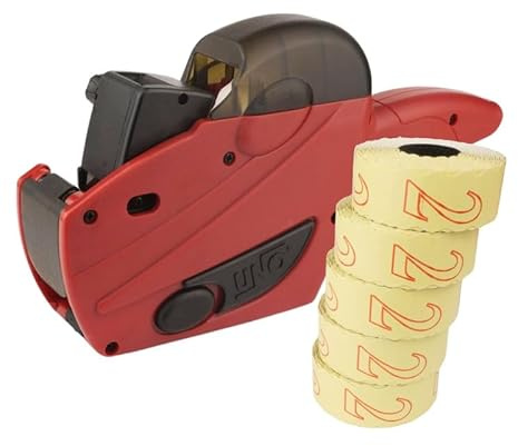 Preisauszeichner-Set UNO C6 7500 Etiketten Leuchtorange permanent | Hand-Auszeichner, robust und langlebig, einfacher Etikettenwechsel, UNO C6