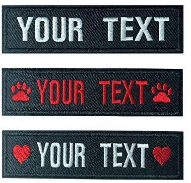 Brillina Customizable Name Patch, Personalized Motorcycle Jacket Name Patch, Military Tactical Morale Name Tag for Clothing Dog Harness Backpacks, Black, 10x2.54cm / 12.7x 3.5cm
