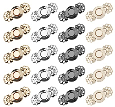 YINETTECH 20 Paar Umhang-Verschluss, Vintage-Glückswolken-Muster, zum Aufnähen, Druckknopfverschluss, Haken und Ösen, Cardigan-Clip für Kostümherstellung, 4 Farben, 29 x 13 mm, mehrfarbig