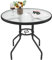 Yaheetech Patio Dinning Table Round Garden Coffee Table Outdoor Bistro Table Tempered Glass Top with Parasol Hole Garden Furniture 70cm Dia. x 73cm H