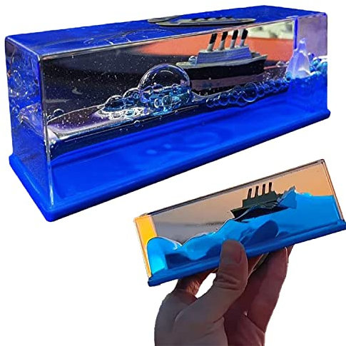 RAPANDA Titanic Cruise Fluid, Cruise Ship Fluid Drift Bottle Decoración de Escritorio, Cruise Ship Model Decoration Acrylic Cruise Ship Mode, Titanic Insumergible Regalos para Adultos y Niños