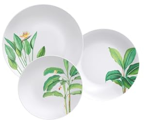 Tramontina - Ensemble d'assiettes plates 25cm, creuses 21cm et a dessert 19cm en porcelaine Graziela. Lot de 12.