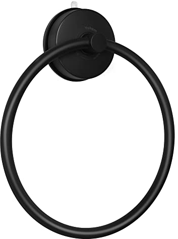 YOHOM Saugnapf Handtuchring Matt Schwarz Handtuchhalter für Badezimmer Edelstahl Vakuum Saugnapf Waschlappen Halter Geschirrtuchhalter für Duschwand ohne Bohren