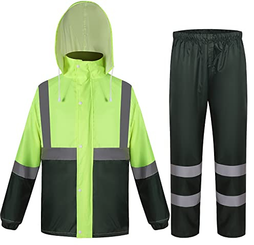 Btmpmcs Homme Vetement de Pluie Multifonction Ensemble Veste et Pantalon Imperméables 2 Pièces Ultra léger Imperméable et Coupe-Vent Veste De Pluie Légère et Résistante