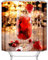 EHOMERY Duschvorhang U Form Ohne Bohren Badewanne Vorhang Kurz Erdbeersoda Duschvorhang Haken Duschvorhänge Mit Motiven Polyester Rostfreie Ösen Und 12 Hakenringe, 180X200Cm