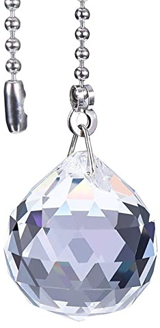 HREDZEO Pull Chain Extension,Crystal Ceiling Fan Pulls Clear Crystal Pull Chain Extension with Connector for Ceiling Fans and Light