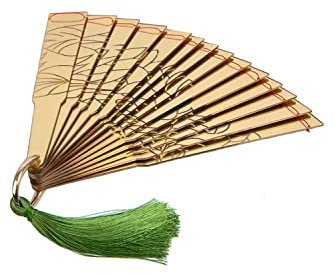 Seaehey Anime Doma Hand Fan Demon Cosplay Douma Folding Fans Prop Japanese War Fan Weapon Halloween Accessories (Acrylic Gold Fan)