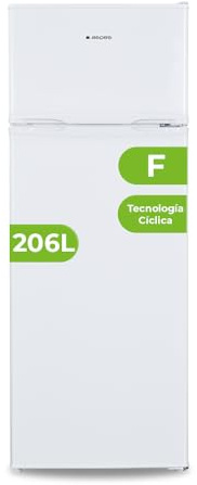 Aspes Frigorífico Cíclico 2 Puertas Blanco AF145500F. Capacidad 206 Litros, Puerta Reversible, Bajo Nivel Sonoro, Eficiencia Energética Clase F