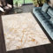TAPISO Golden Teppich Kurzflor Wohnzimmer Schlafzimmer Luxuriös Creme Gold Abstrakt Linien Meliert Verwischt Modern Design ÖKOTEX 80 x 150 cm