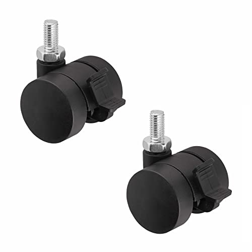 Sotech 2er Set Möbelrolle AACHEN mit M8 x 15 mm Gewinde und Bremse (Ø 35 mm, 40 Kg Tragfähigkeit pro Rolle, 360 Grad drehbar, schwarz) Transport-Rollen leise und bodenschonend