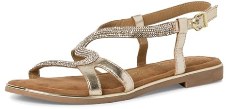 MARCO TOZZI Damen Sandale weiches Feel Me Fußbett Leder Schick