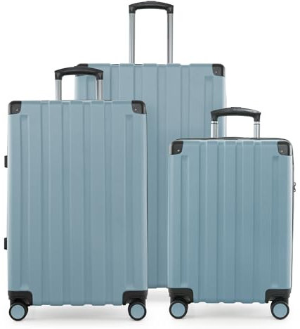 Hauptstadtkoffer Q-Damm - 3er Kofferset - Handgepäckskoffer 54 cm, mittelgroßer Koffer 68 cm + großer Reisekoffer 78 cm, Hartschale ABS, TSA, Poolblau