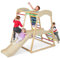 COSTWAY 6 in 1 Set Arrampicata per Bambini, Palestra in Legno con Barre di Scimmia Scivolo Corda e Scale in Legno, Parco Giochi per Bambini 1+ Anni (Colorato)