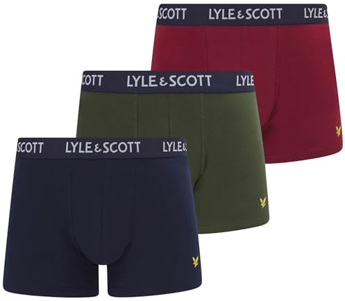 Lyle & Scott Mens 3 Pack Boxer Briefs Barclay (UK, Alpha, XXL, Regular, Regular, Ruby Red/Peacoat Navy/Ivy Green)