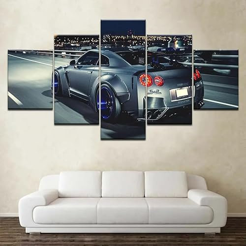 WAGYU Mit Rahmen Leinwandbild 5 TLG Kunstdruck,Bilder auf Leinwand 5 TLG Vlies Wandbild Sportwagen-Poster,Leinwand Gemälde xxl,Tapete,Puzzle,leinwanddrucke,5 Stücke Bilder,125x60cm