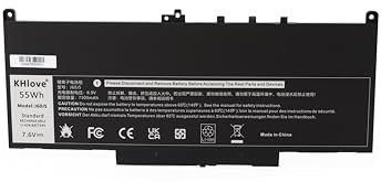 KHlove 55WH J60J5 MC34Y Laptop Batterie pour Dell Latitude E7270 P26S001 Latitude E7470 P61G001 R1V85 451-BBSX 451-BBSY 451-BBSU 242WD 1W2Y2 GG4FM WYWJ2 PDNM2 NJJ2H R97YT F1KTM 5F08V 7.6V Battery