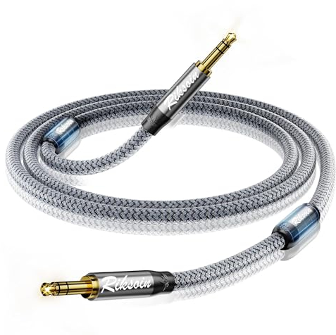 RIKSOIN Aux-Kabel-3,5 mm Audiokabel mit Magnetring-Unterstützung [Hi-Fi,abgeschirmt] 3,5 mm Stecker auf Stecker AUX Kabel Auxiliary Adapter (3.5mm 2M)