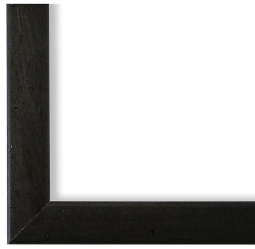 Bilderrahmen Schwarz DIN A2 42x60 cm - mit Museumsglas (entspiegelt) Echt-Glas 70% UV-Schutz Echtholz Rahmen - Shabby Vintage Munich