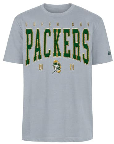 GREEN BAY PACKERS Unisex NFL Oversized Satin Applique Patch Logo Heather Gray T-Shirt, Grau, M Große Größen EU