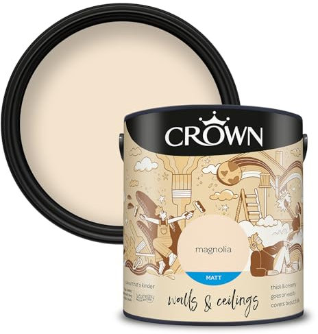 Crown Walls & Ceilings Matt Emulsion Paint, Size 2.5L, Magnolia