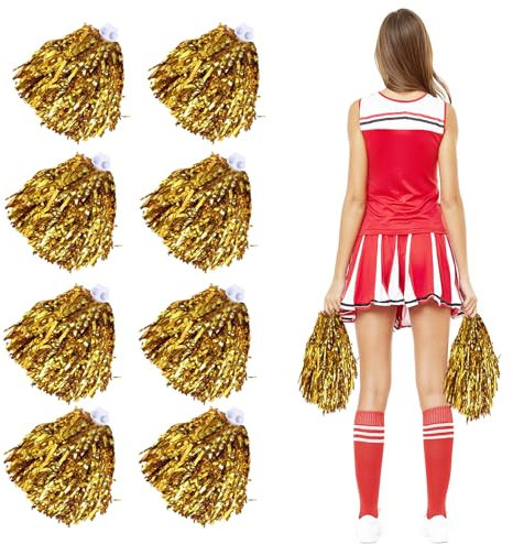 8 Stück Cheerleader Pompoms, Kunststoff Handblumen für Schule, Sport, Tanz, Karneval Parteien (A)