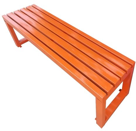 Metallbank für den Garten, Gartenbank Ohne Lehne mit Befestigungslöchern, Große Lattensitzbank für 2–3 Personen, Schul-/Krankenhausbank, Außendekoration für Veranda, Hinterhof(Orange,80cm/31in)