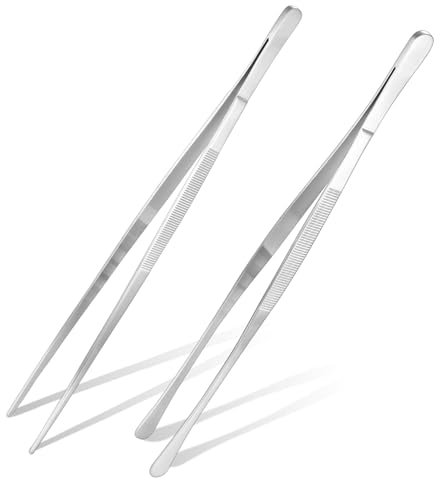 2 Pcs Pince Cuisine Inox, 30,5cm Pince à épiler, Pince de Cuisine Inox, Pincette de Cuisine de Acier Inoxydable Professionnel pour Cuisiner Griller Chef Cuire Barbecue Ustensiles de Cuisine Inox