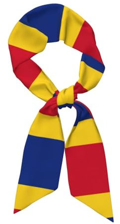 OKFSTY Seidenschal, Motiv: Flagge Rumäniens, Kunst, modisch, bunt, gemustert, leicht, für Damen, Schwarz , One size