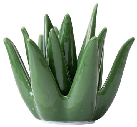 Jewelry Holder, Ring Holder, Jewelry Stand, Ceramic Aloe Ring Holder, Decorative Jewelry Organizer, 3.94x3.94x3.54 Inches Plant-Shaped Trinket Stand for Wedding, Birthday, and Home Decoration