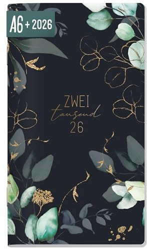 Häfft® Monatskalender Square A6+ 2026, Taschenkalender klein 1 Monat pro Doppelseite 40 Seiten Monatsplaner, kompakter Kalender mit Ferienübersicht Mondscheinblüten – nachhaltig & klimafreundlich