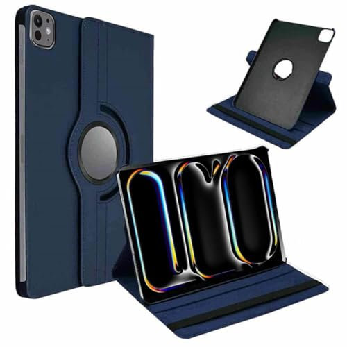 World biz Étui rotatif pour iPad Pro 13 M4 (2024) A2925/A2926/A3007, rotation intelligente à 360 degrés, fonction veille/réveil automatique pour iPad Pro 13 (bleu marine)
