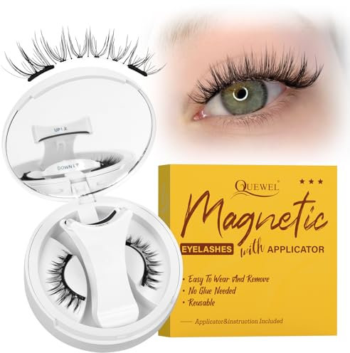 QUEWEL magnetische-Wimpern natürlicher Look, tragbare Magnet-Wimpern mit Applikator, verbesserte Wimpern-Magnetisch angenehmer und passender zu tragen, einfach anzubringen und zu entfernen (NZ-D)
