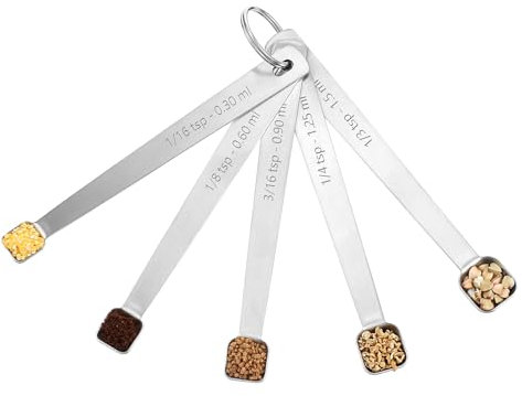 Mini Messlöffel Set 5 Stück 1,5ml | 1,25 ml | 0,9 ml | 0,6 ml | 0,3 ml Dosierlöffel Set Edelstahl Messlöffels Kleine Messlöffel Teelöffel Kochen Backen Messen Löffel Gewürzlöffel Küchenzubehör