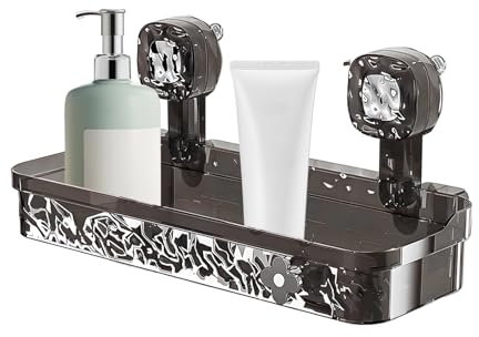 Celuicion Douche à ventouse, salle de bain, étagère de rangement amovible avec trous de drainage, pas de mur de perçage, étagère décorative pour l'organisation de la maison de cuisine