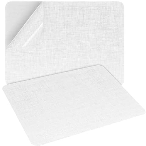 2 Stück Stoff-Reparaturflicken, selbstklebend, 27,9 x 20,3 cm, wasserfest, Leinen-Reparaturset für Sofas, Zelte, Möbel, Markisen, Autositze (Weiß)