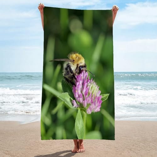 LLSZAHD Strandtuch Hummel StrandtüCher Groß 80x160cm Mikrofaser Strandtuch HandtüCher Schnelltrocknend-Ultra Leicht Sandfreies Strandhandtuch StrandtüCher